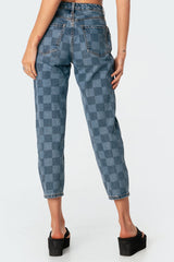 Blue Check Jeans