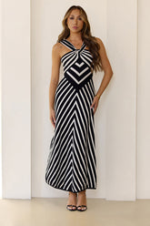 Beach Girl Knit Midi Dress Black
