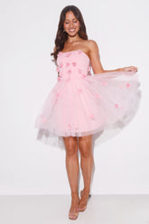 Wildflower Energy Strapless Mini Dress Pink