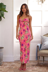 Wearing This Now Plisse Strapless Maxi Dress Pink
