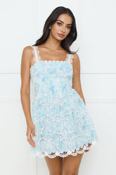 Vivid Bloom Mini Dress Blue