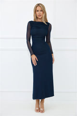 Thinking Pretty Long Sleeve Maxi Dress Navy