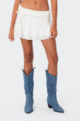 Keoni Gathered Ruffle Low Rise Mini Skirt