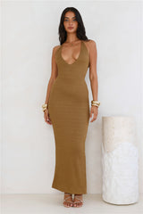 Winnie Halter Maxi Dress Brown
