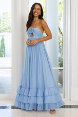 Enchanted Bloom Halter Maxi Dress Blue