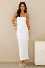 Crowned In Confidence Strapless Maxi Dress White