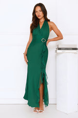 Follow The Stars Halter Maxi Dress Green