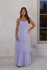 Premiere Glam Strapless Tulle Maxi Dress Lilac