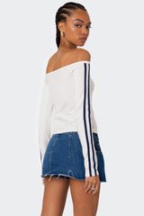 90'S Off Shoulder Long Sleeve T Shirt