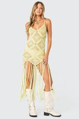 Fringey Crochet Maxi Dress