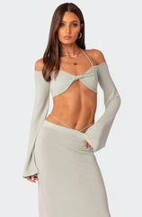 Celeste Off Shoulder Twist Crop Top