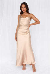 The Madeline Cowl Satin Maxi Dress Champagne