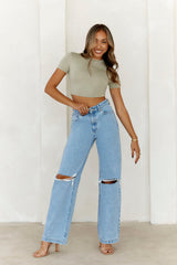 BASE The Baby Tee Crop Top Sage