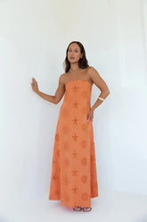 Heart To Heart Strapless Maxi Dress Orange