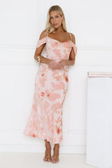 Garden Romance Off Shoulder Maxi Dress Pink