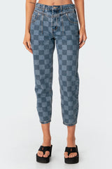 Blue Check Jeans