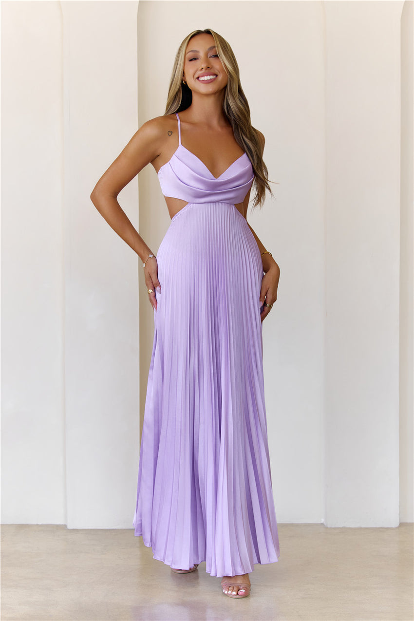 In My Prime Satin Maxi Dress Lilac
