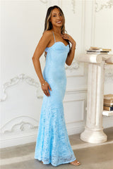 Chasing Midnight Lace Maxi Dress Blue