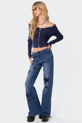 Fold Over Double Zip Knit Top