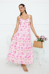 Ballet Bloom Embroidered Maxi Dress Pink