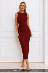 Stylish Boardroom Midi Dress Wine