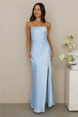 The Violetta Satin Maxi Dress Blue