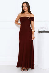Dewdrop Daze One Shoulder Maxi Dress Burgundy