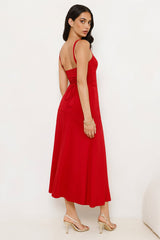 Velvet Kiss Midi Dress Red
