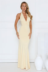 Chic Spark Halter Maxi Dress Yellow