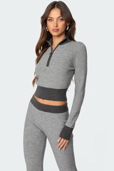 Lei Contrast Half Zip Knit Top