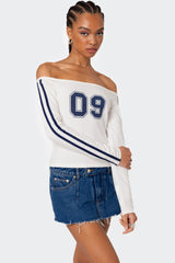 90'S Off Shoulder Long Sleeve T Shirt