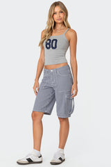 Friday Striped Low Rise Cargo Shorts